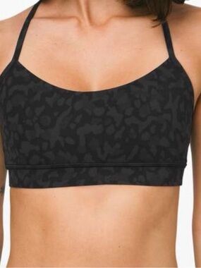 Lululemon Flow Y Bra Women's Black Patterned Bralette - Lightweight Comfort